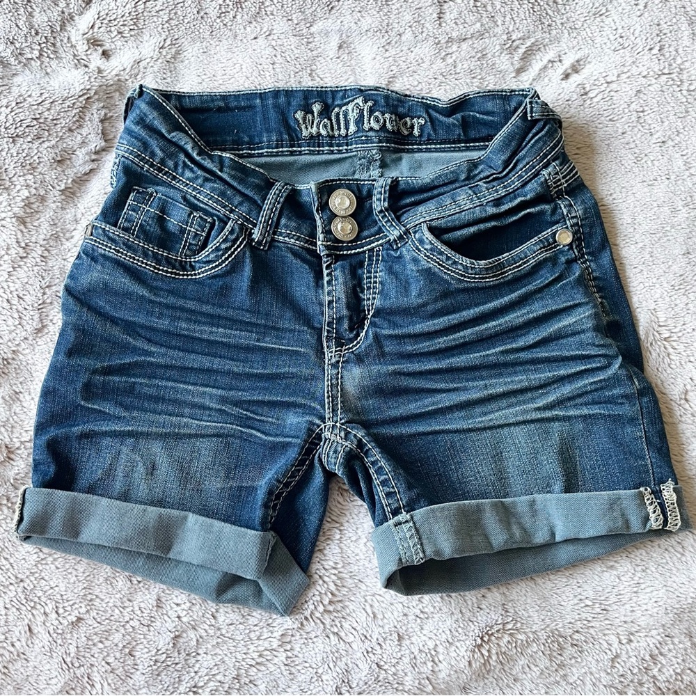 Wallflower Dark Blue Jean Shorts